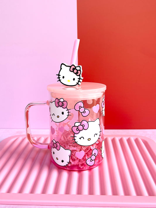 16oz H Kitty Glass Cup