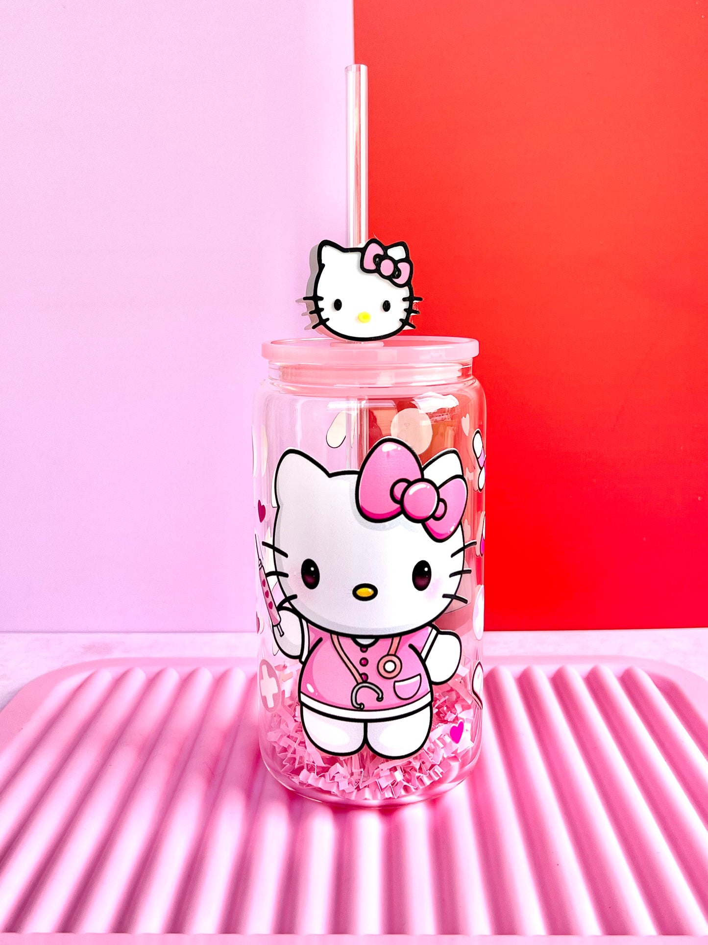 16oz Nurse Kitty Glass Cup